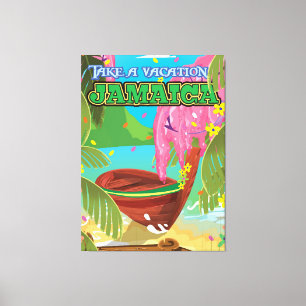 Toile Affiche de voyage de dessin animé de Jamaïque