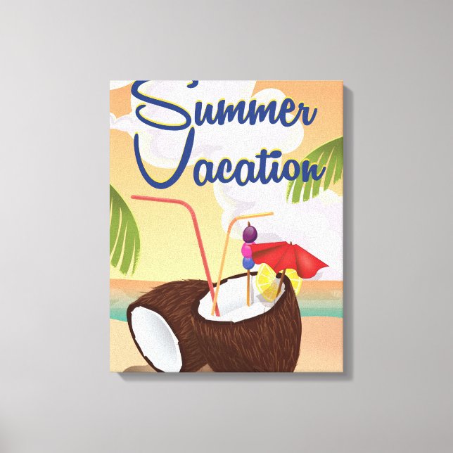 Toile Affiche de voyage de dessin animé de vacances d'ét (Recto)