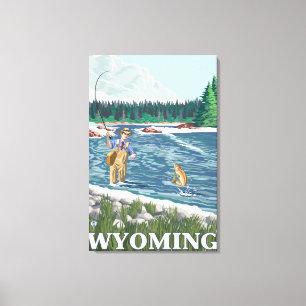 Toile Affiche de voyage de FishermanWyomingVintage de