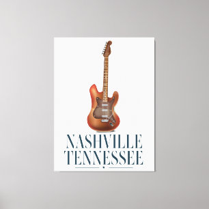 Toile Affiche de voyage de guitare de Nashville Tennesse