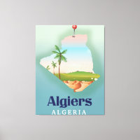 Affiche de voyage de la carte algérienne d'Alger