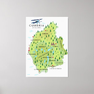 Toile Affiche de voyage de la carte de Cumbria Angleterr