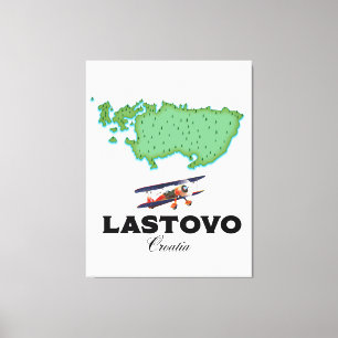 Toile Affiche de voyage de la carte de Lastovo Croatie.