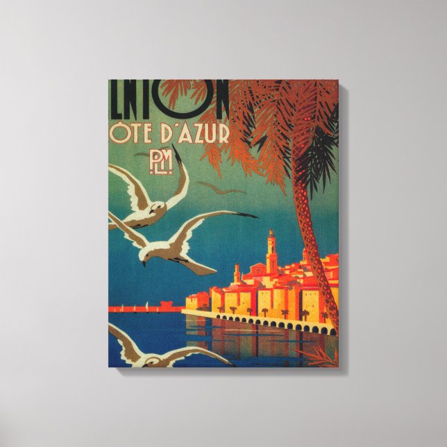 Toile Affiche de voyage de la Côte d'Azur # 1 (Recto)