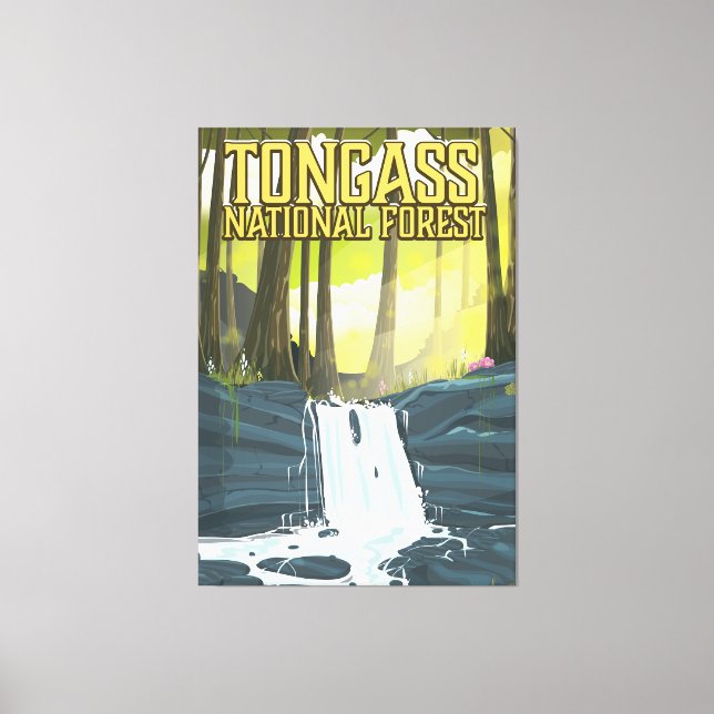 Toile Affiche de voyage de la Forêt nationale de Tongass (Recto)