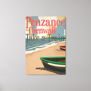 Toile Affiche de voyage de la locomotive vintage Penzanc