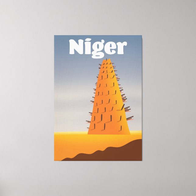 Toile Affiche de voyage de la mosquée d'Agadez au Niger (Recto)