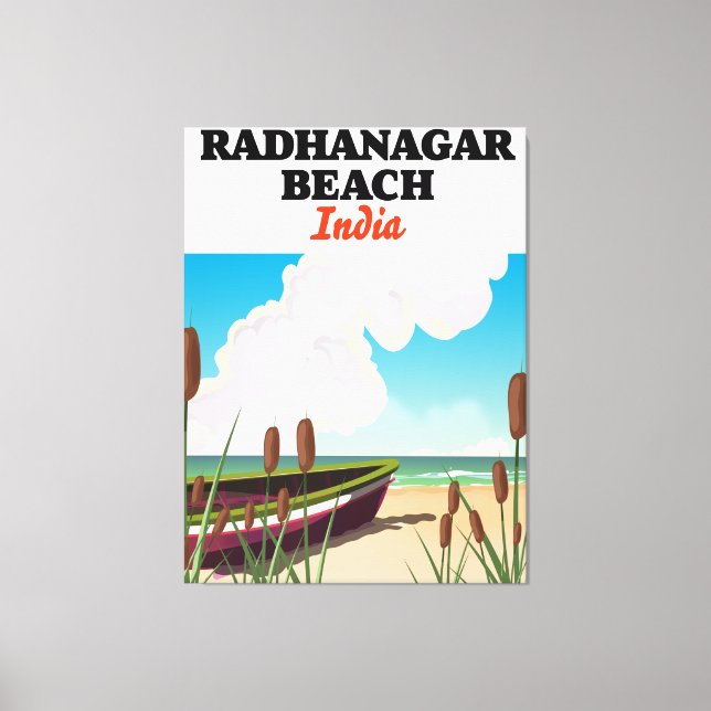Toile Affiche de voyage de la plage de Radhanagar en Ind (Recto)