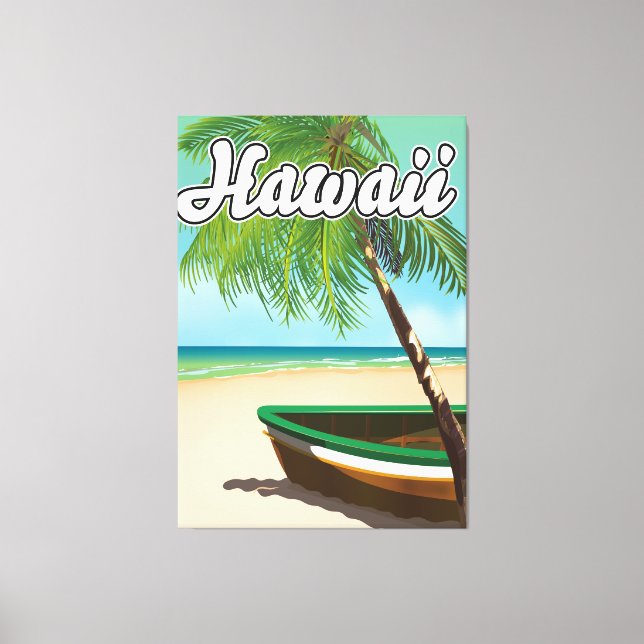 Toile Affiche de voyage de la plage tropicale d'Hawaii (Recto)