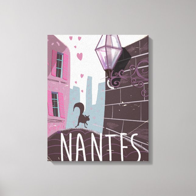 Toile Affiche de voyage de la ville de Nantes France (Recto)