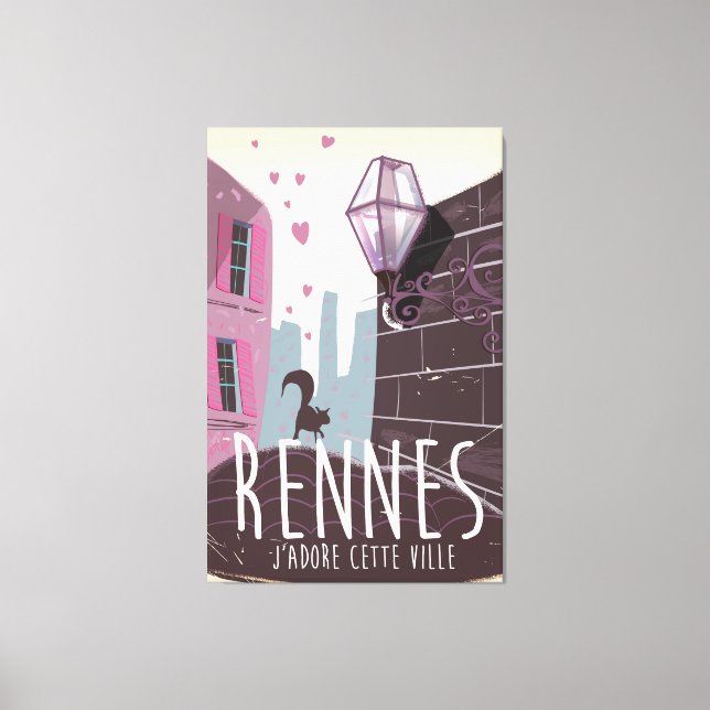 Toile Affiche de voyage de la ville de Rennes France (Recto)