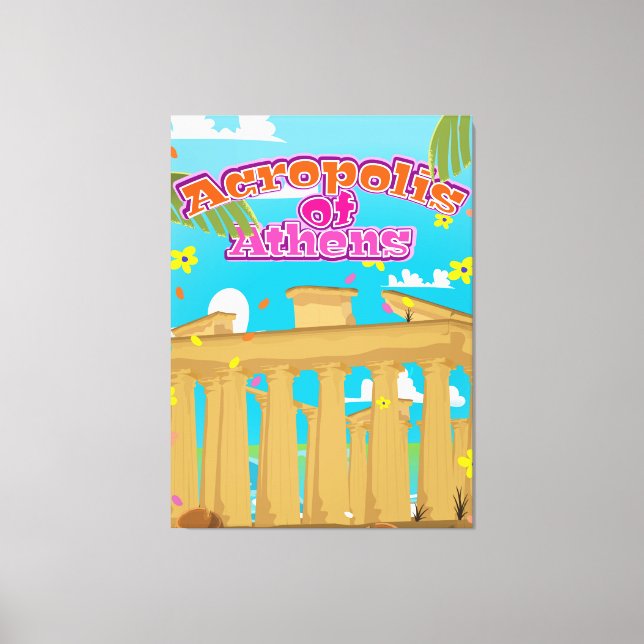 Toile Affiche de voyage de l'Acropole d'Athènes Grèce. (Recto)