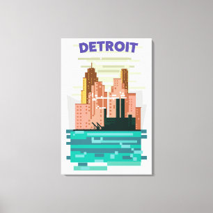 Toile Affiche de voyage de l'horizon de la ville de Détr