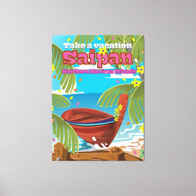 Toile Affiche de voyage de l'île de Saipan. (Recto)