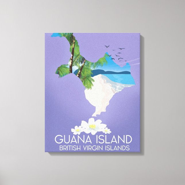 Toile Affiche de voyage de l'île Guana Îles Vierges brit (Recto)