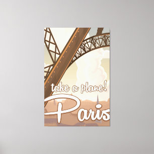 Toile Affiche de voyage de Paris vintage dessin animé