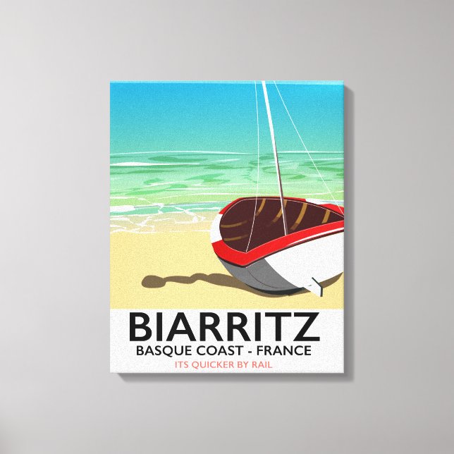 Toile Affiche de voyage de plage Biarritz France (Recto)