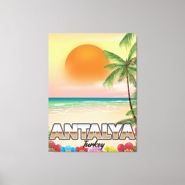 Toile Affiche de voyage de plage d'Antalya Turquie (Recto)