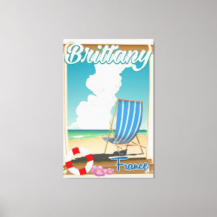 Toile Affiche de voyage de plage de Bretagne France