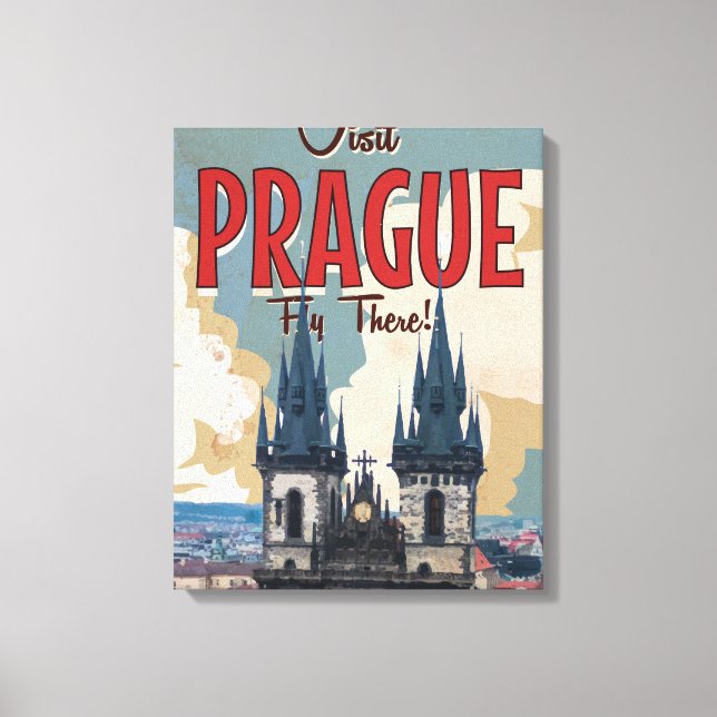 Toile Affiche de voyage de Prague vintage, République tc (Recto)