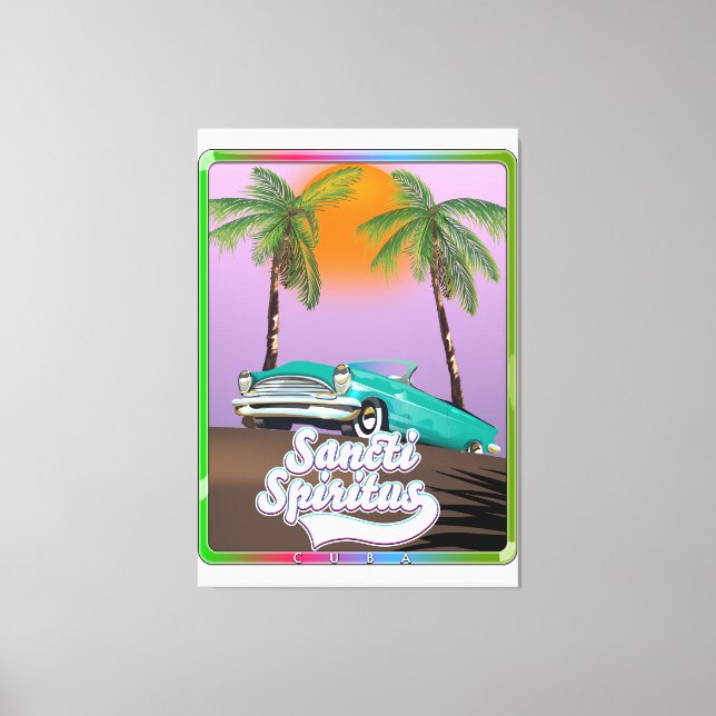Toile affiche de voyage de saint spirite Cuba. (Recto)