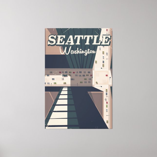 Toile Affiche de voyage de Seattle, État de Washington (Recto)