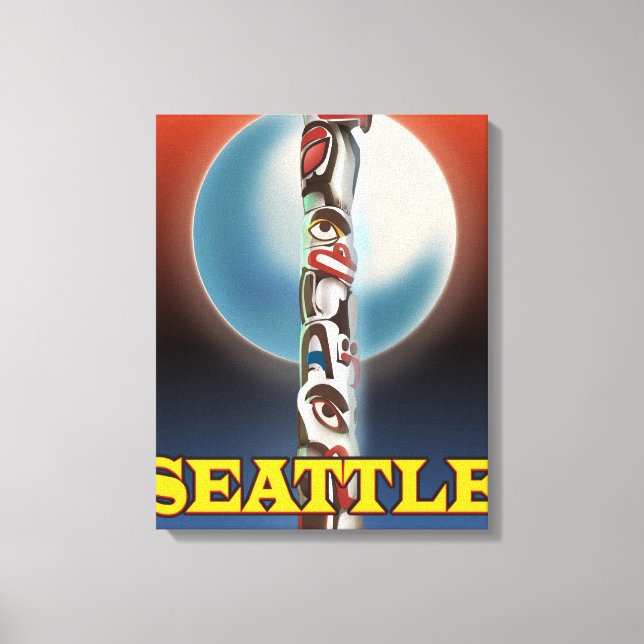 Toile Affiche de voyage de Seattle Totem pole (Recto)