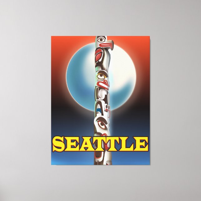 Toile Affiche de voyage de Seattle Totem pole (Recto)