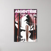 Affiche de voyage de ski à Argentière, France