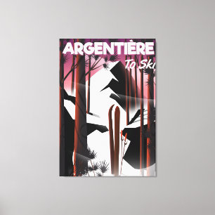 Toile Affiche de voyage de ski à Argentière, France