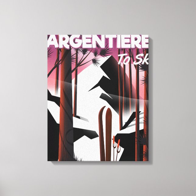 Toile Affiche de voyage de ski à Argentière, France (Recto)
