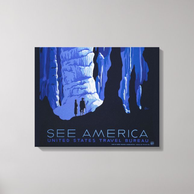 Toile Affiche de voyage de spéléologie Cavernes Voyage V (Recto)