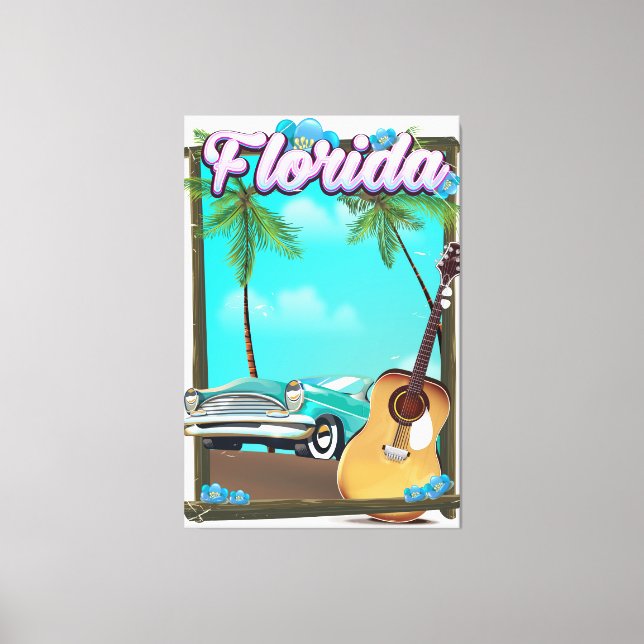 Toile Affiche de voyage de style rétro de Floride (Recto)