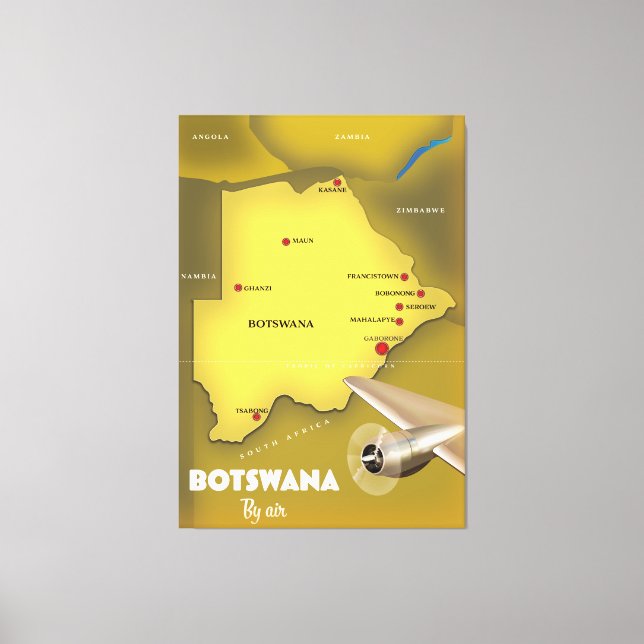 Toile Affiche de voyage de style vintage Botswana. (Recto)