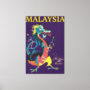 Toile Affiche de voyage de style vintage Dragon de Malai