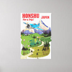 Toile Affiche de voyage de style vintage Honshu Japon