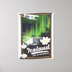 Toile Affiche de voyage de style vintage paysage islanda