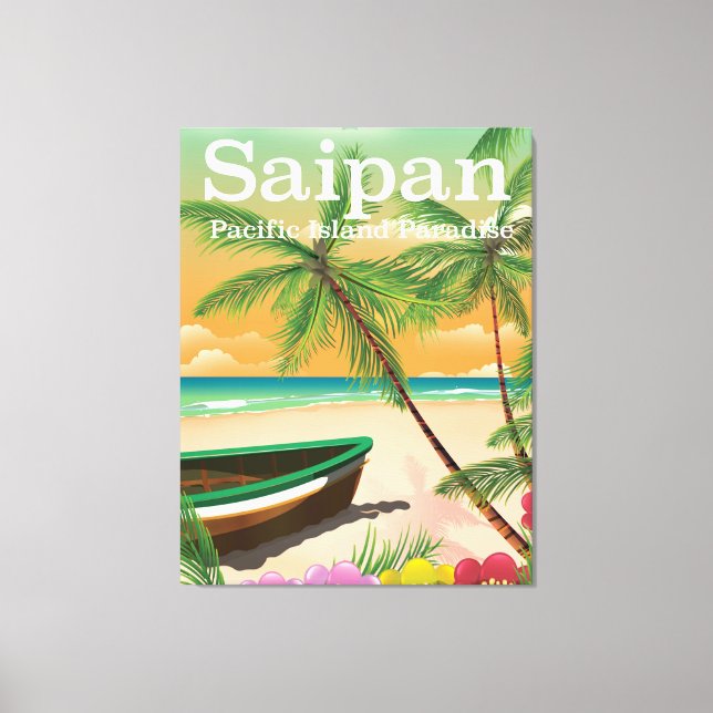 Toile Affiche de voyage de style vintage Saipan (Recto)