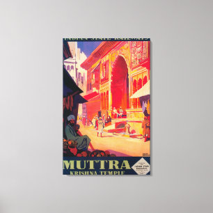 Toile Affiche de voyage de temple de Muttra Krishna