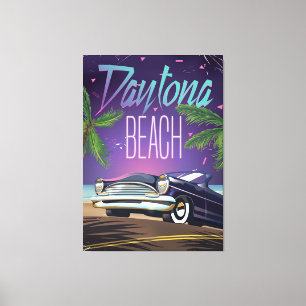 Toile Affiche de voyage de voiture vintage de Daytona Be