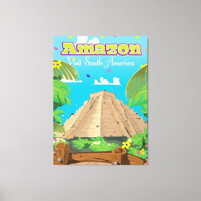 Toile Affiche de voyage dessin animé Amazon, Brésil. (Recto)