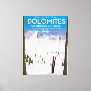Toile Affiche de voyage Dolomites Mont Sassongher Italie