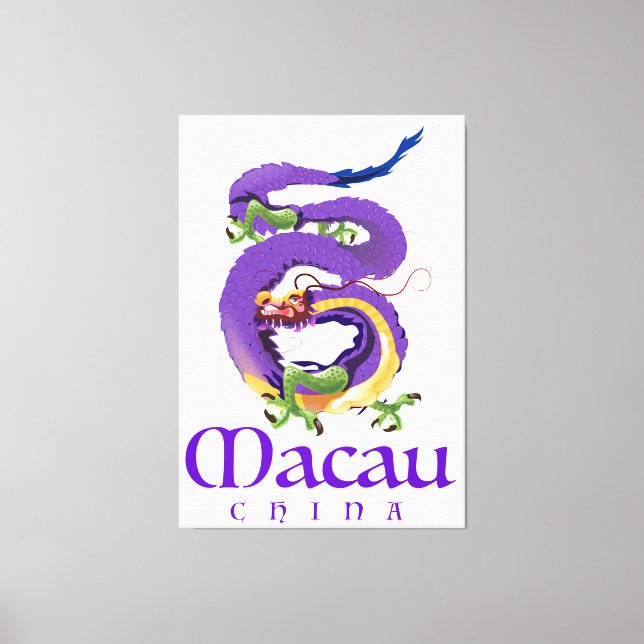 Toile Affiche de voyage du dragon de Macao Chine. (Recto)