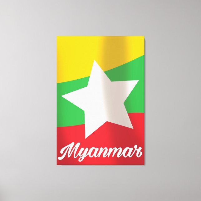 Toile Affiche de voyage du drapeau du Myanmar (Recto)