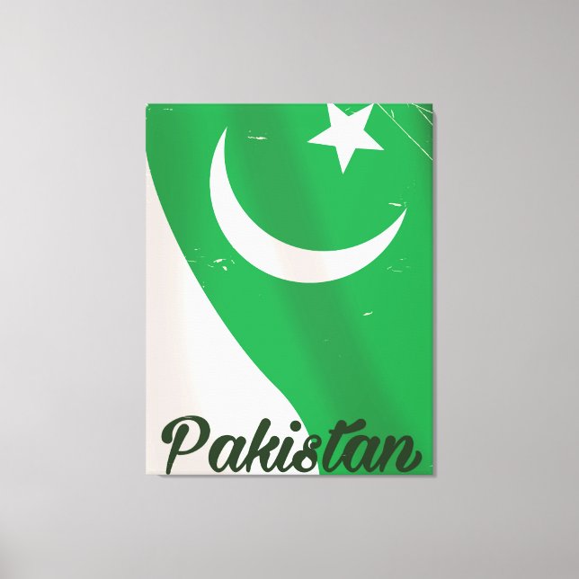 Toile Affiche de voyage du drapeau pakistanais (Recto)
