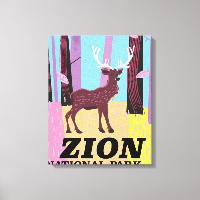 Toile Affiche de voyage du parc national de Zion Utah. (Recto)