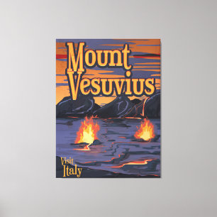 Toile Affiche de voyage du volcan du Vésuve