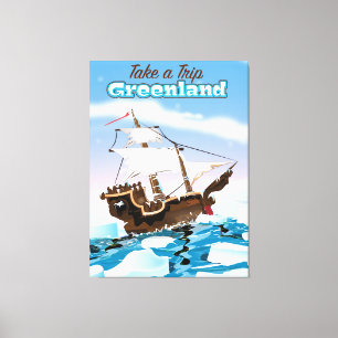 Toile Affiche de voyage en cartoon du Groenland.