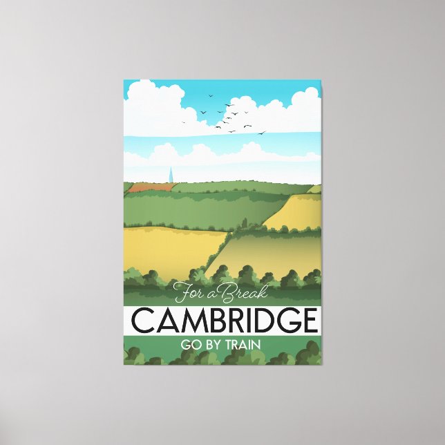 Toile Affiche de voyage en train à Cambridge (Recto)