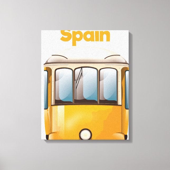 Toile Affiche de voyage en tramway jaune d'Espagne (Recto)